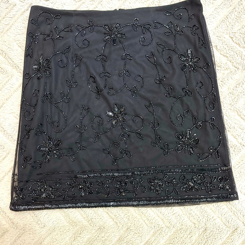 Black beaded mini skirt